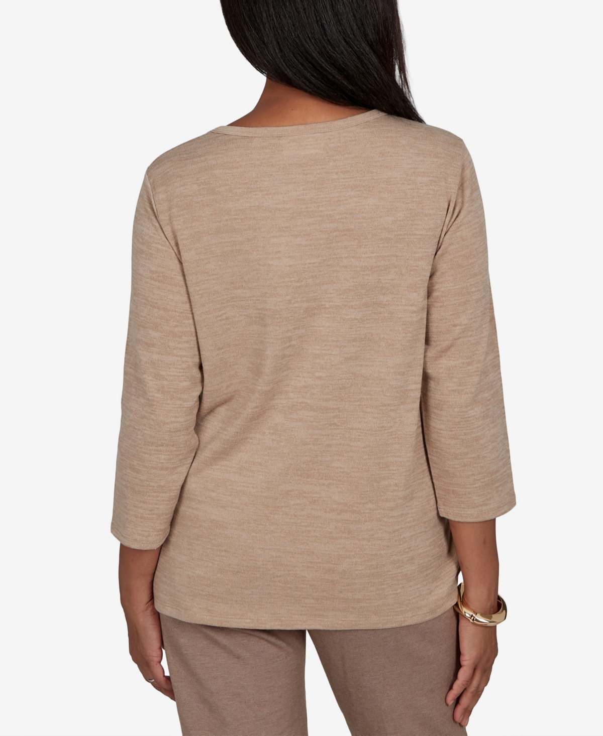 Alfred Dunner Women's 3/4-Sleeve Crewneck Pullover