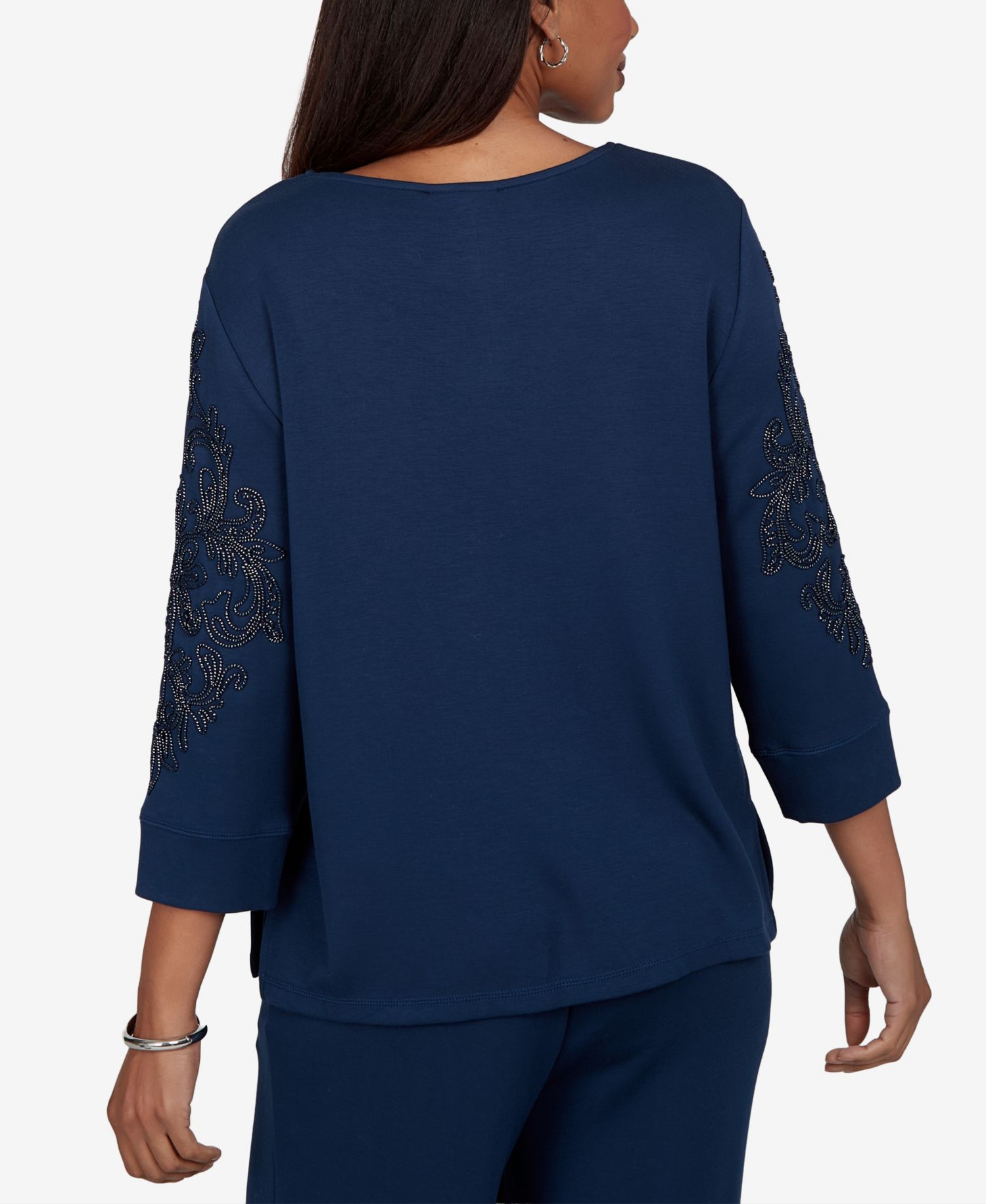 Women's Keyhole Neck Embellished Knit Top