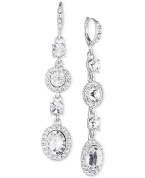 image of Givenchy Gold-Tone Pave & Pink Crystal Linear Drop Earrings