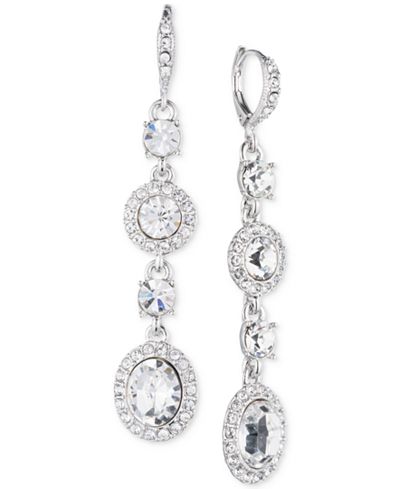 Givenchy Faceted Stone and Crystal Long Linear Drop Earrings