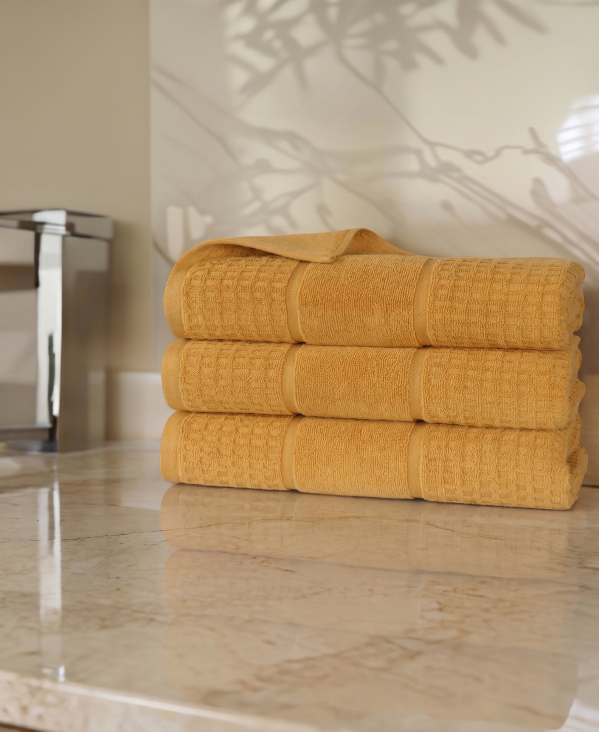 Superior Napa Zero Twist Waffle Honeycomb Plush Soft Absorbent 3-Piece Bath Towel Set