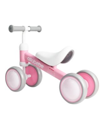 Baby Balance Bike 4-Wheel Ride-On with Adjustable Seat & Silent Wheels, Ages 12-30 Months