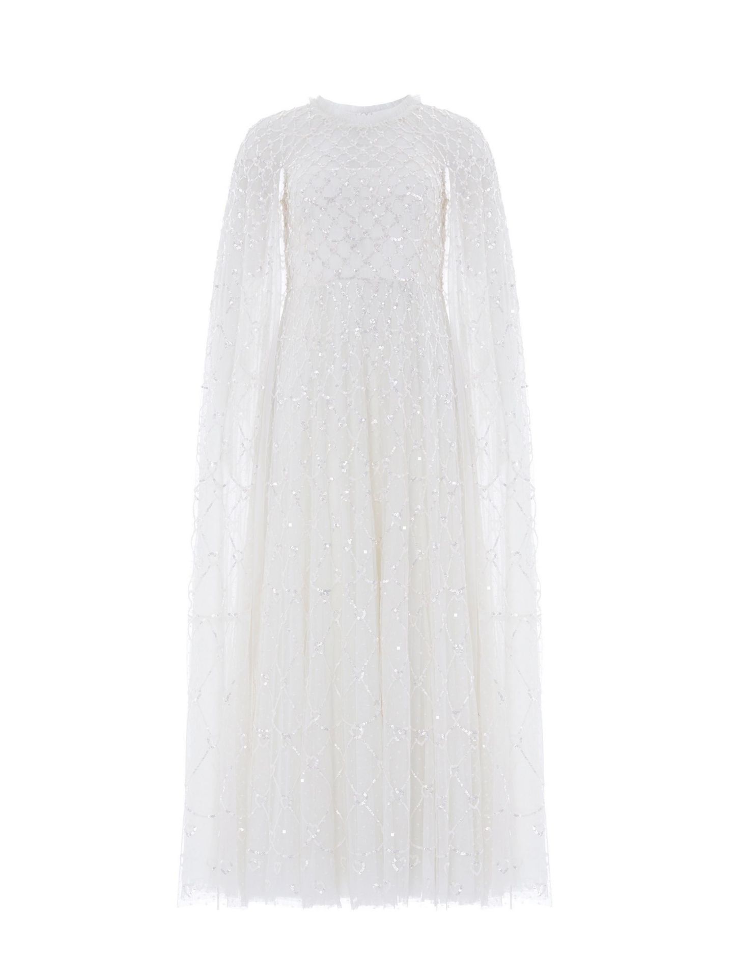 Женское платье Needle & Thread Heart Lattice Cape Sequin-Embellished Floor-Length Gown, цвет: Меловой / Сумеречный розовый — фото 2