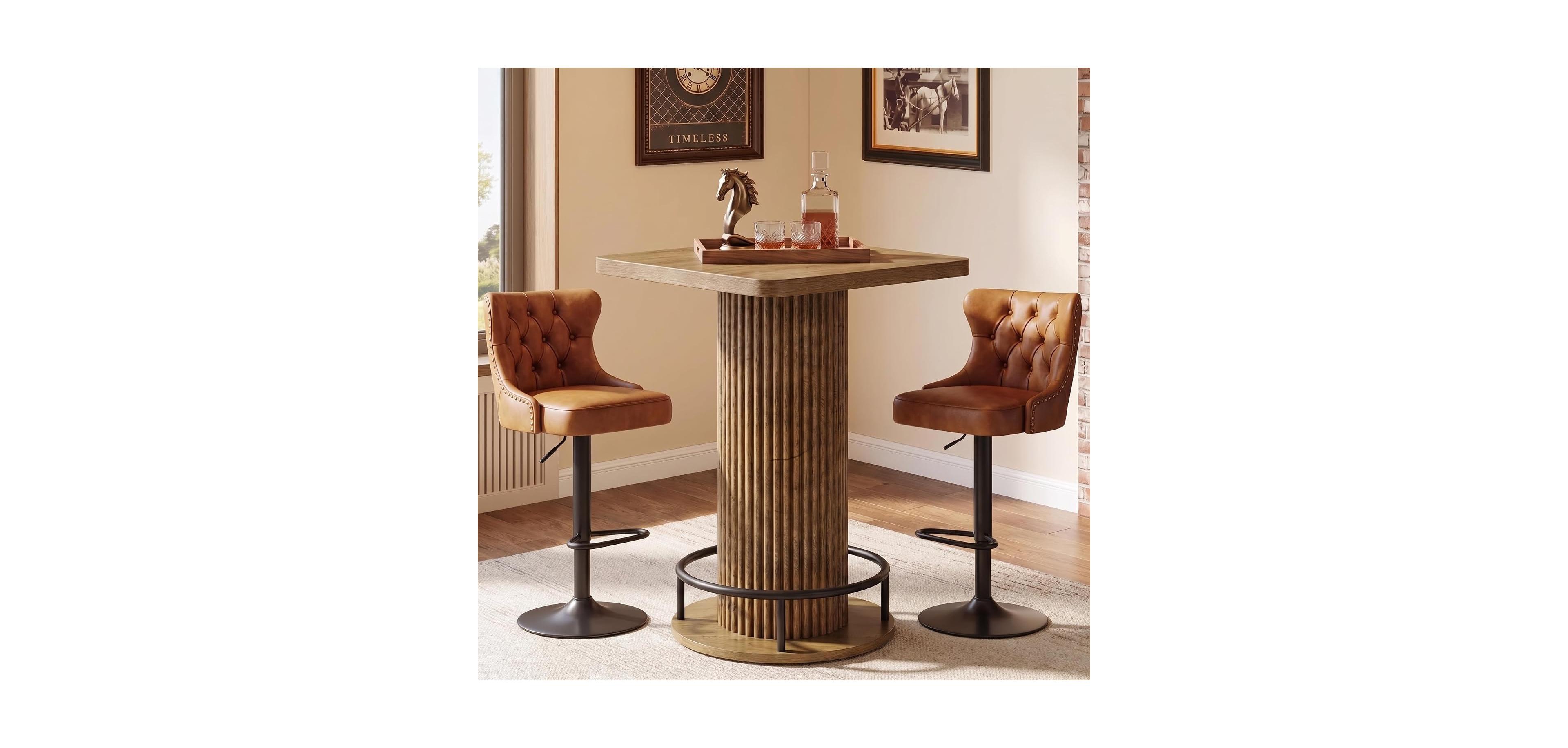 Tribesigns Square Bar Table, 39.4" H Brown Bistro Pub Table