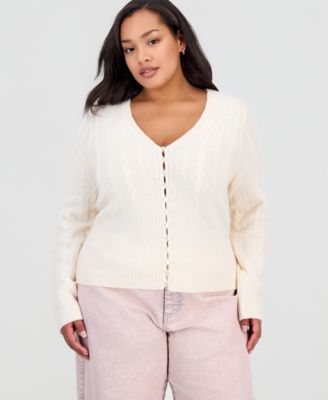 Plus Size Sculpted Cable-Knit Cardigan