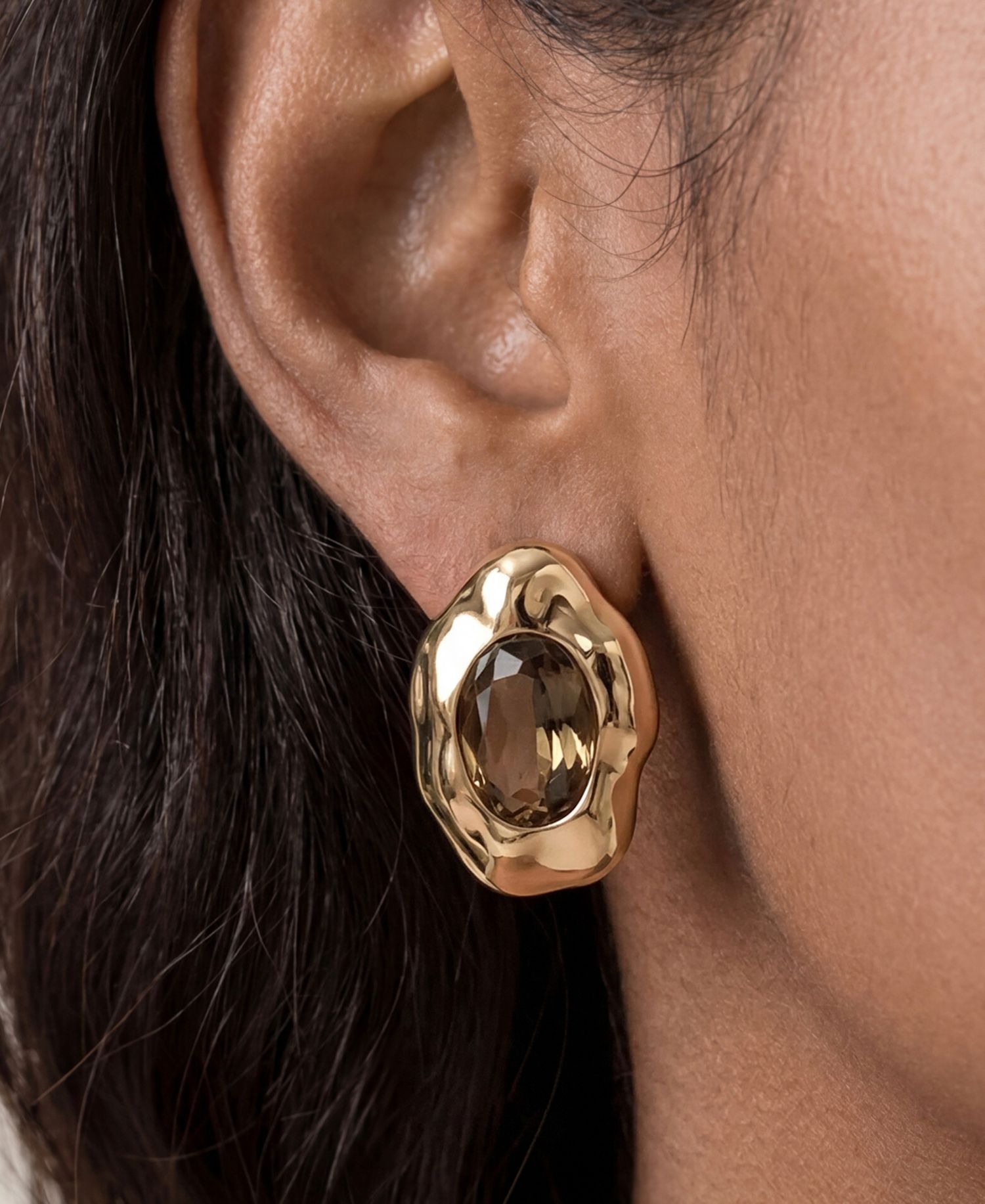 Molten Glow Crystal Stud Earrings