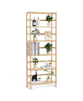6-Tier Bamboo Open Bookshelf Display Storage Rack with Anti-Tip Kit