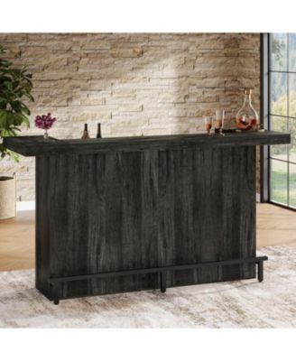 4-Tier Bar Table, 70.9-Inch Large Wooden Home Bar Unit with Storage Shelves