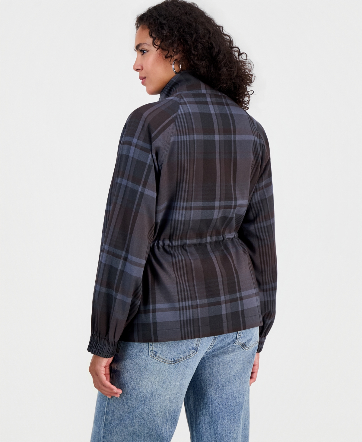 Bar Iii Women's Utility Plaid Peplum Jacket, Macy's Exclusive