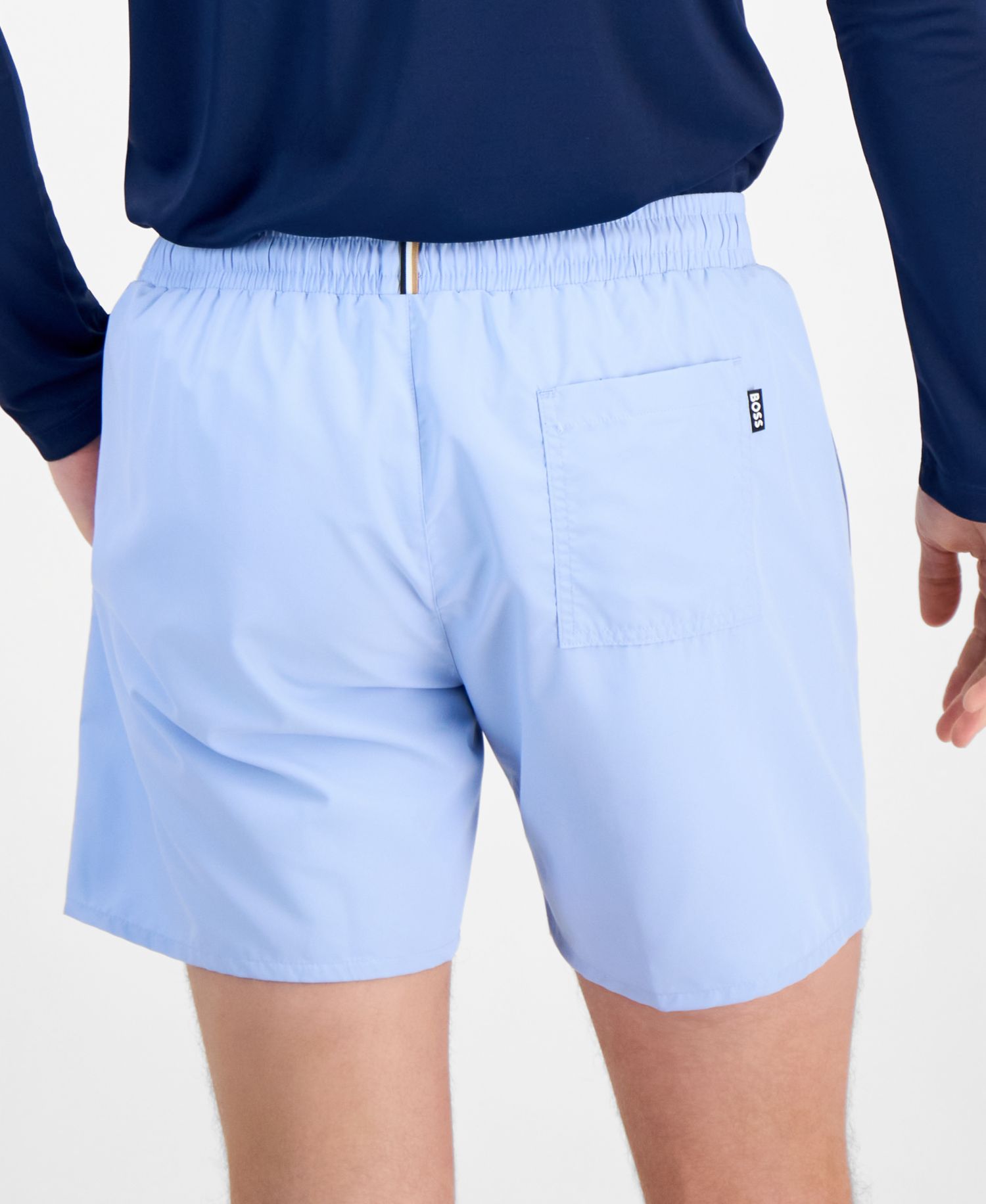BOSS by Men's Swordfish Solid Print Swim Trunks, 5" Inseam