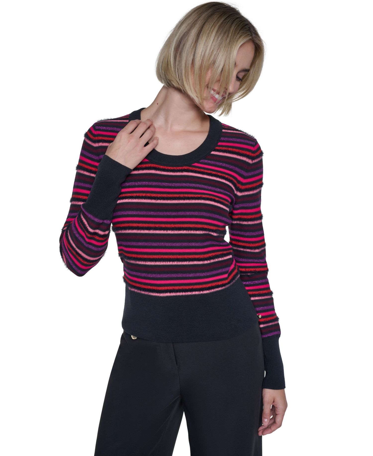 Women's St.Germain Combo Stripe Poorboy Crewneck Sweater