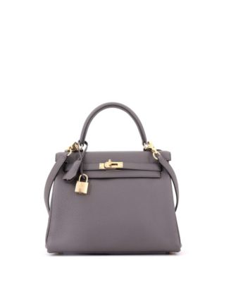 Pre-Owned Hermes Kelly 25 Handbag Grey Togo with Gold Hardware