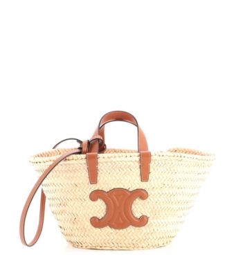 Teen Triomphe Basket Shoulder Bag Raffia with Leather