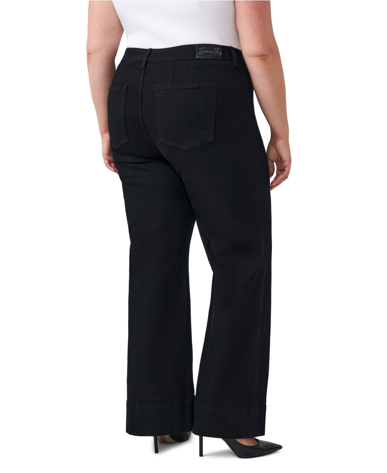 Plus Size High-Waisted Wide-Leg Pintuck Jeans