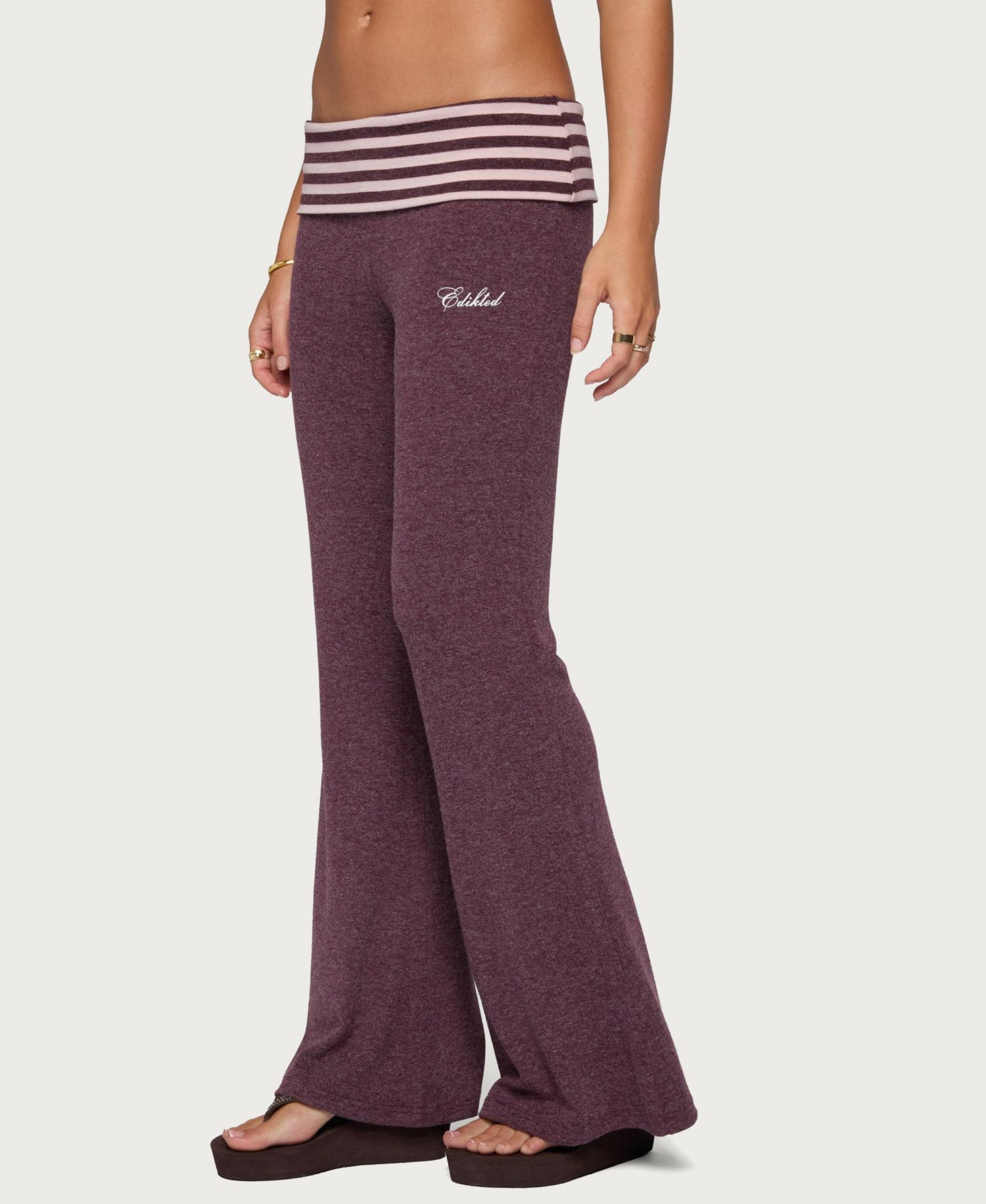 Women's Stay Low-Rise Striped Foldover Pants