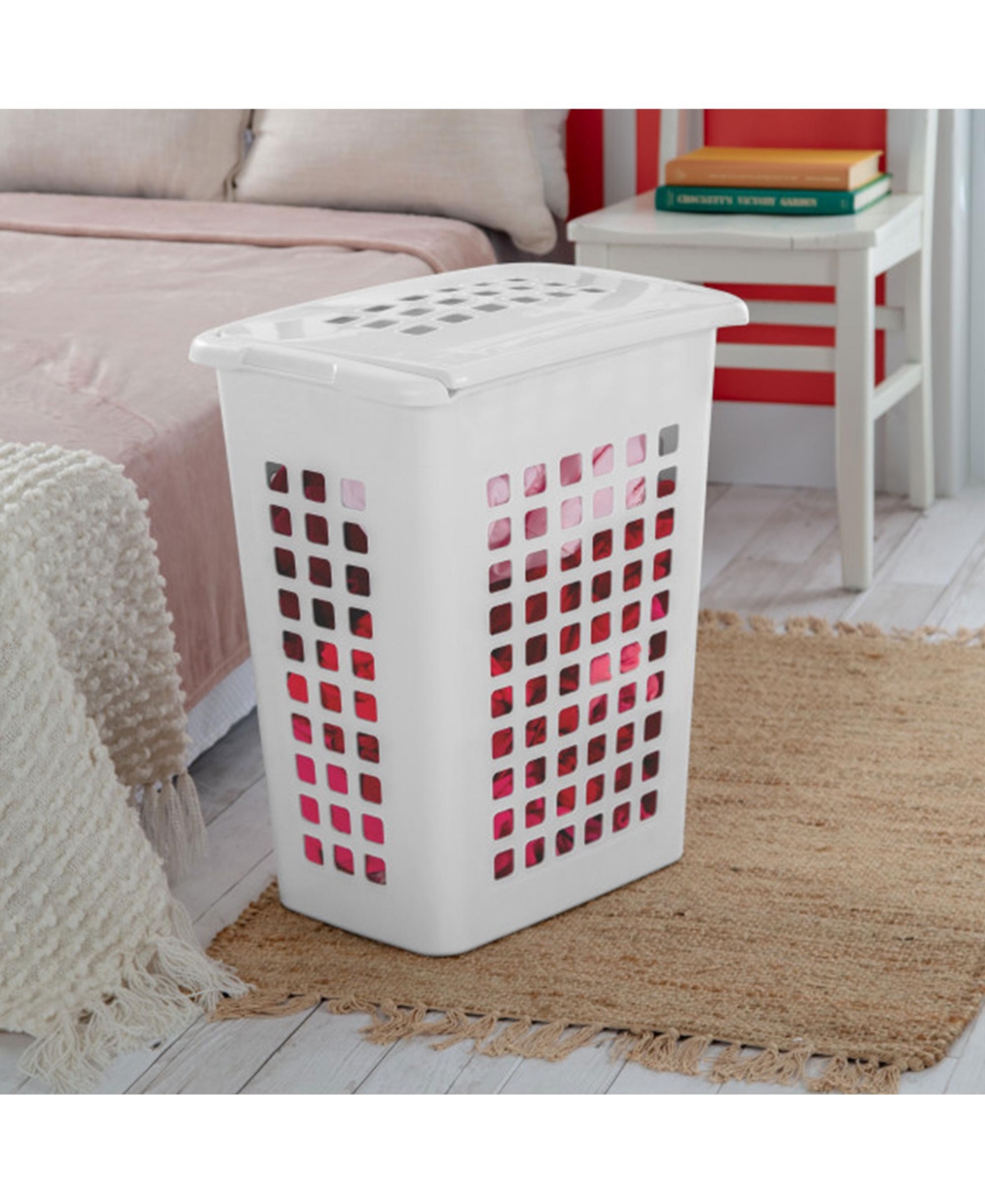 Sterilite Rectangular LiftTop Plastic Laundry Hamper Basket Bin w/ Lid (16 Pack)