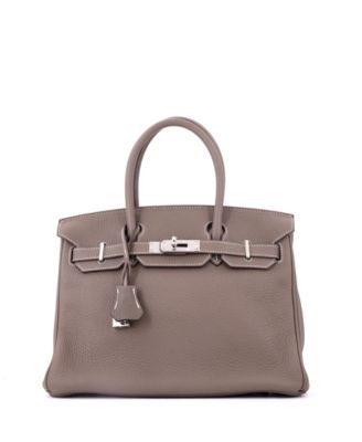 Pre-Owned Hermes Birkin 30 Handbag Grey Clemence with Palladium Hardware