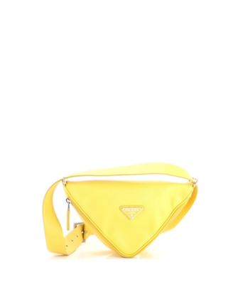 Triangle Logo Zip Around Shoulder Bag Saffiano Leather
