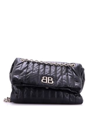 Medium Monaco Chain Flap Shoulder Bag Quilted Leather
