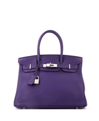 Pre-Owned Hermes Birkin 30 Handbag Purple Togo with Palladium Hardware