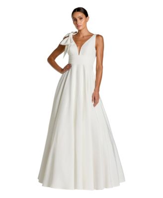 Women's Ieena Plunge-Neck Sleeveless Bow Ball Gown