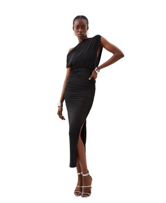 Women's Asymmetric Neckline Midi Dress