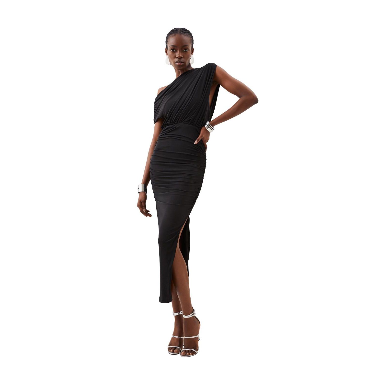 Women's Asymmetric Neckline Midi Dress