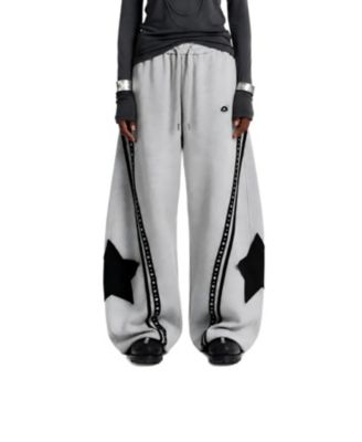 Women's Baggy Barrel High-Rise Star-Stud Sweatpants