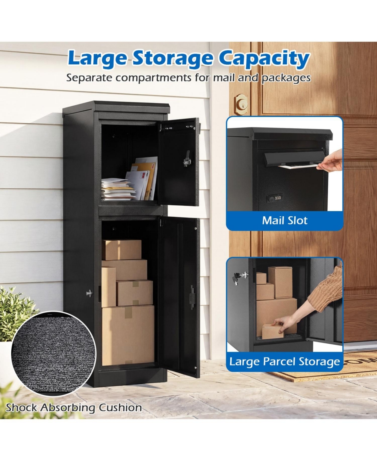 Mecale Dual Compartment Package Delivery Box with Coded Lock