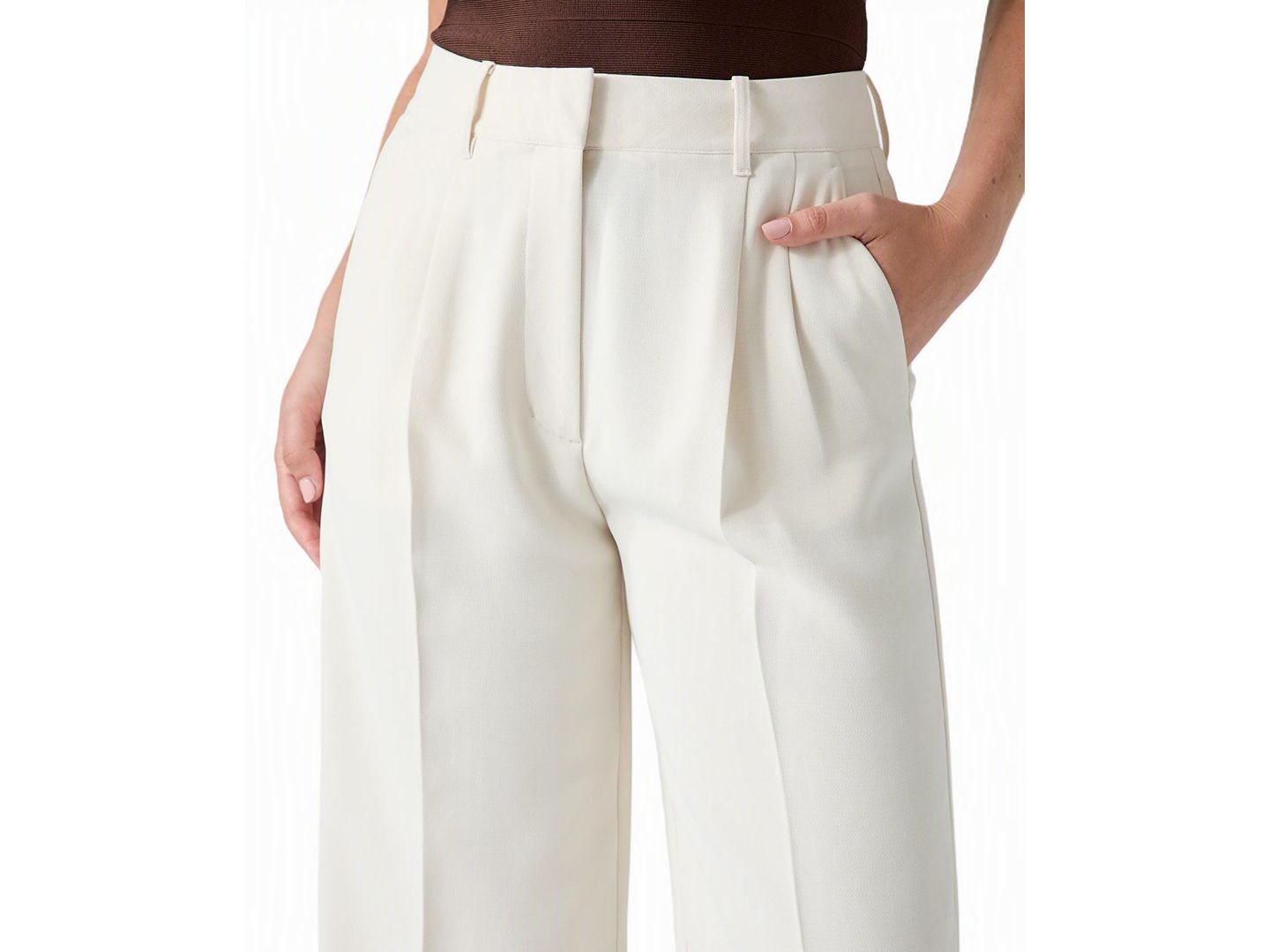 Женские брюки GUESS Theoline Perfect Pant Wide-Leg High-Rise, цвет: Кремовый белый — фото 3