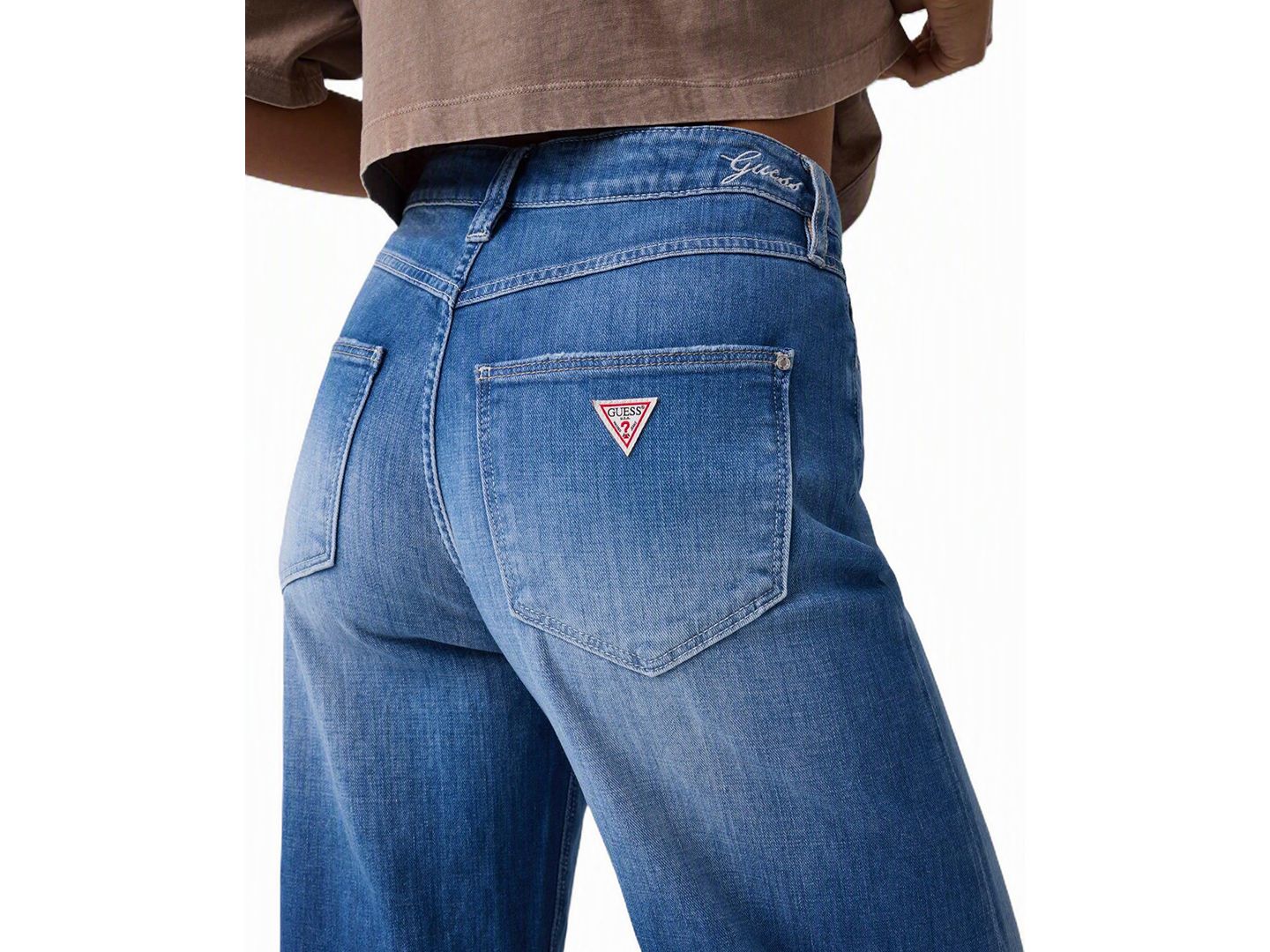 Женские джинсы GUESS Bellflower High-Waisted Wide-Leg, цвет: Relife Ny — фото 3