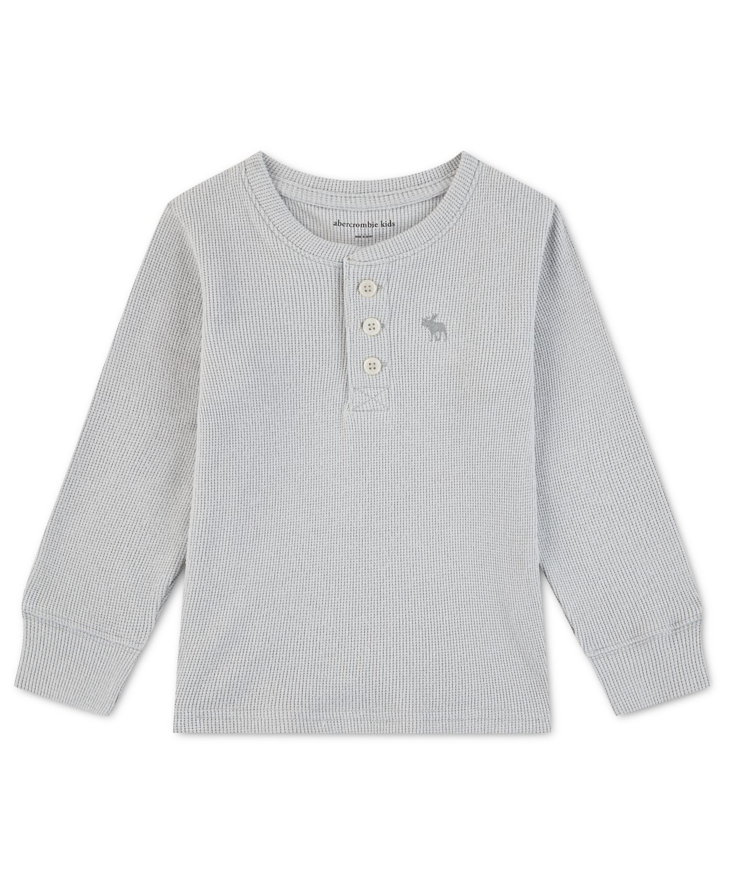 Футболка abercrombie kids Clean Waffle Long-Sleeve T-Shirt для мальчиков-малышей, цвет: Светлый серый меланжевый — фото 1