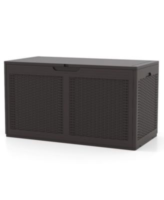 100-Gallon Resin Deck Box, Outdoor Storage Bench with Lockable Lid