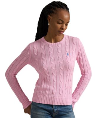 Women's Cable-Knit Cotton Crewneck Sweater