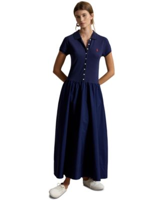 Women's Hybrid Mesh Polo Collar A-Line Dress