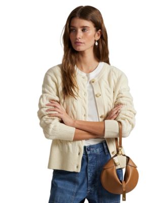 Women's Cable-Knit Wool-Cashmere Cardigan Sweater