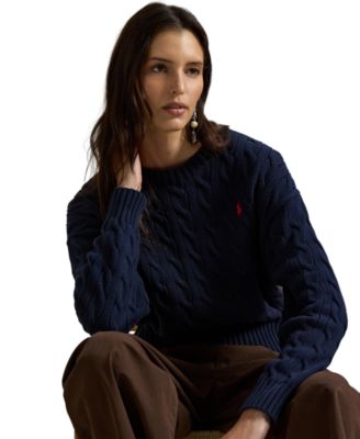 Women's Cable-Knit Cotton Crewneck Sweater