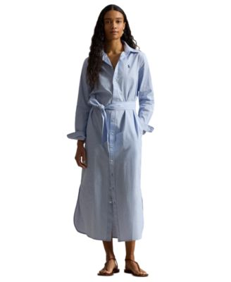 Women's Long-Sleeve Collared Shirt Dress