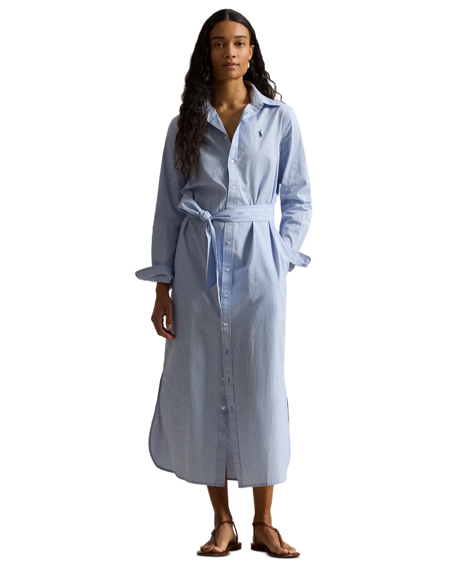 Women's Long-Sleeve Collared Shirt Dress
