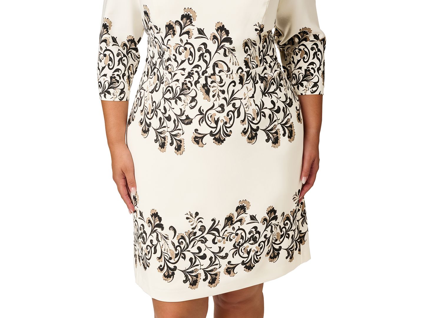 Женское платье Adrianna Papell Plus Size Floral-Print 3/4-Sleeve Sheath, цвет: Слоновая кость разноцветный — фото 5