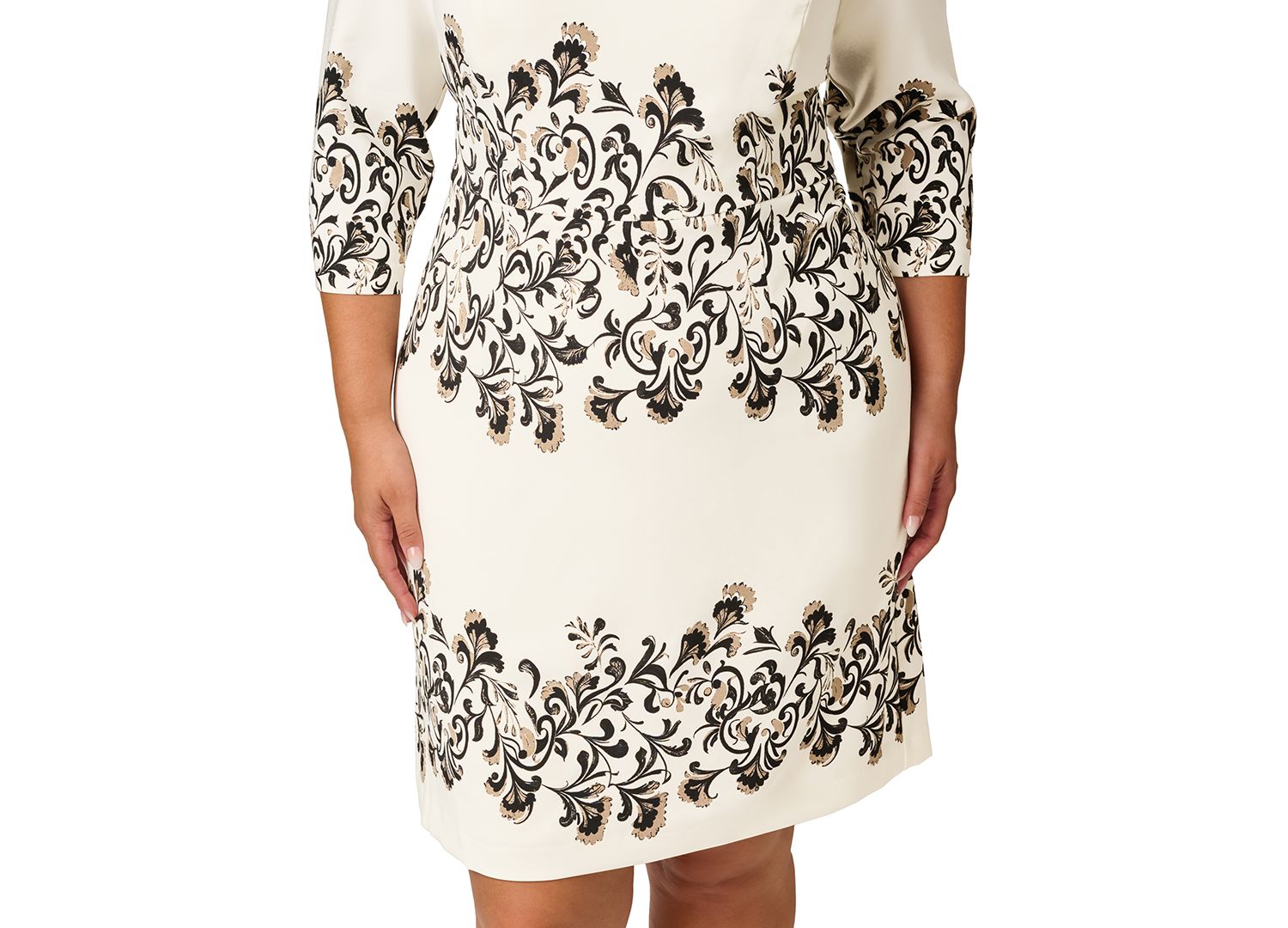 Plus Size Floral-Print 3/4-Sleeve Sheath Dress