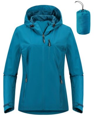 Women's Packable Waterproof Lightweight Hooded Rain Jacket