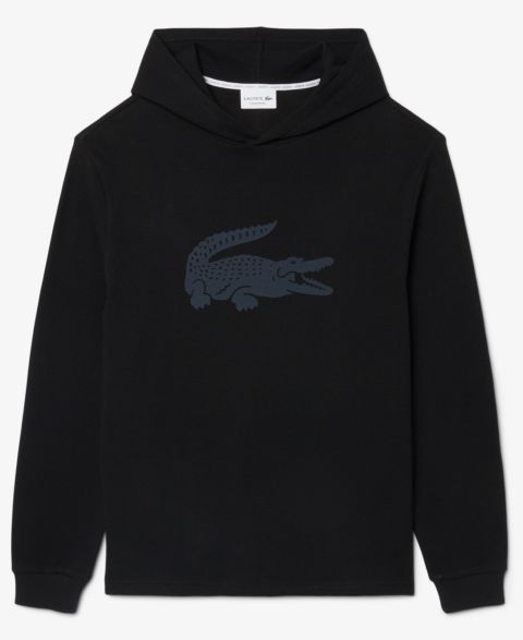 Мужское худи Lacoste Sleep Waffle-Knit Graphic, цвет: Чёрный