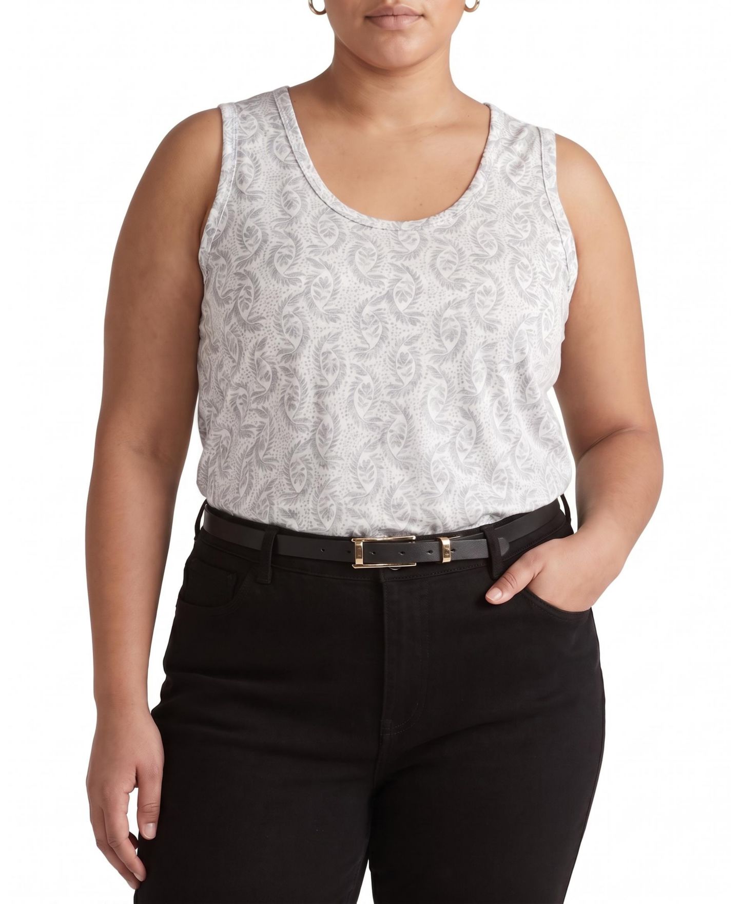 Женские топы Universal Standard Plus Size Light-As-Air Lightweight Crewneck Sleeveless, цвет: Выцветший с принтом — фото 1