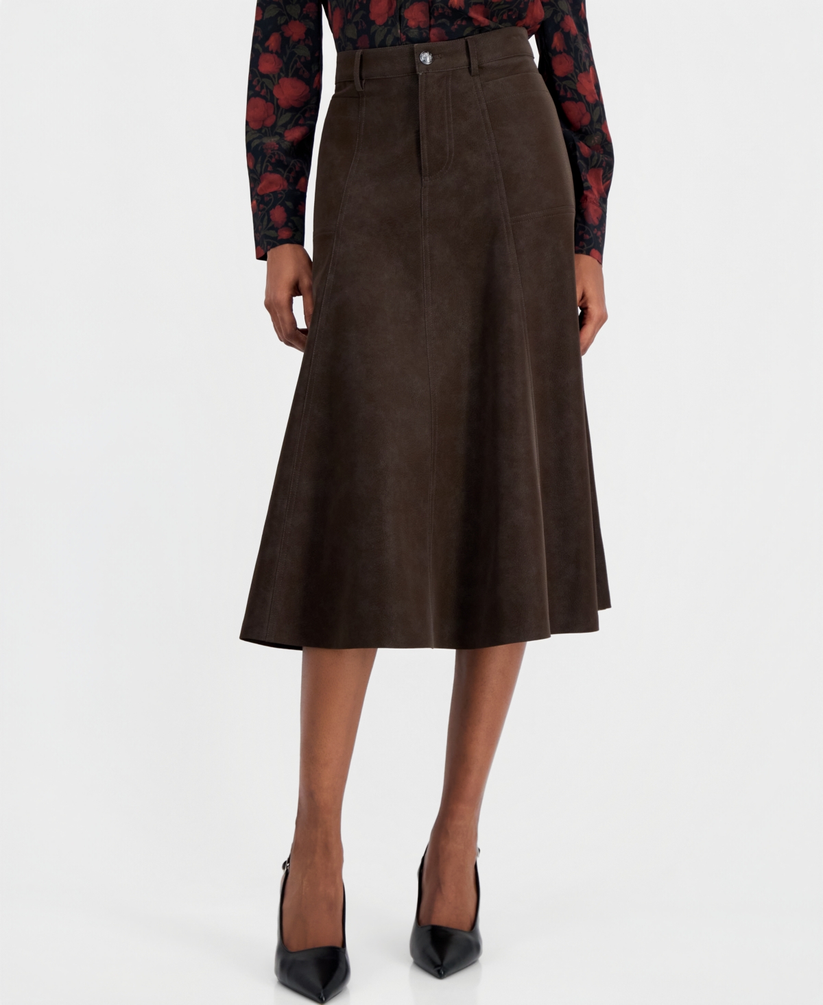 Kobi Halperin Women's Lucie A-Line Midi High-Waisted Faux Leather Skirt