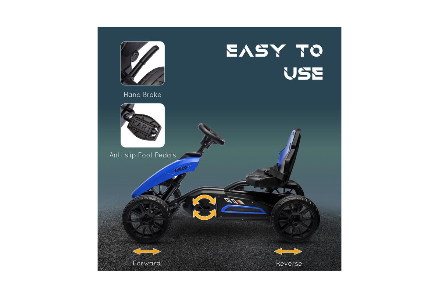 Детская игрушка YOBTOP Kids Pedal Go Kart with Adjustable Seat & Handbrake, 66 lb. Capacity, Ages 3-8, цвет: Синий — фото 5