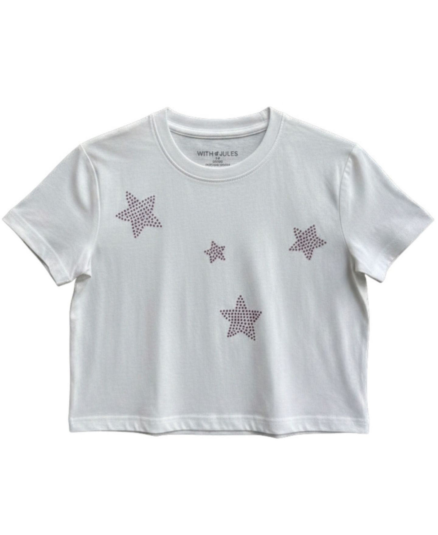 Футболка With Jules Crewneck Star Rhinestone Printed T-Shirt для девочек, цвет: Белый — фото 1