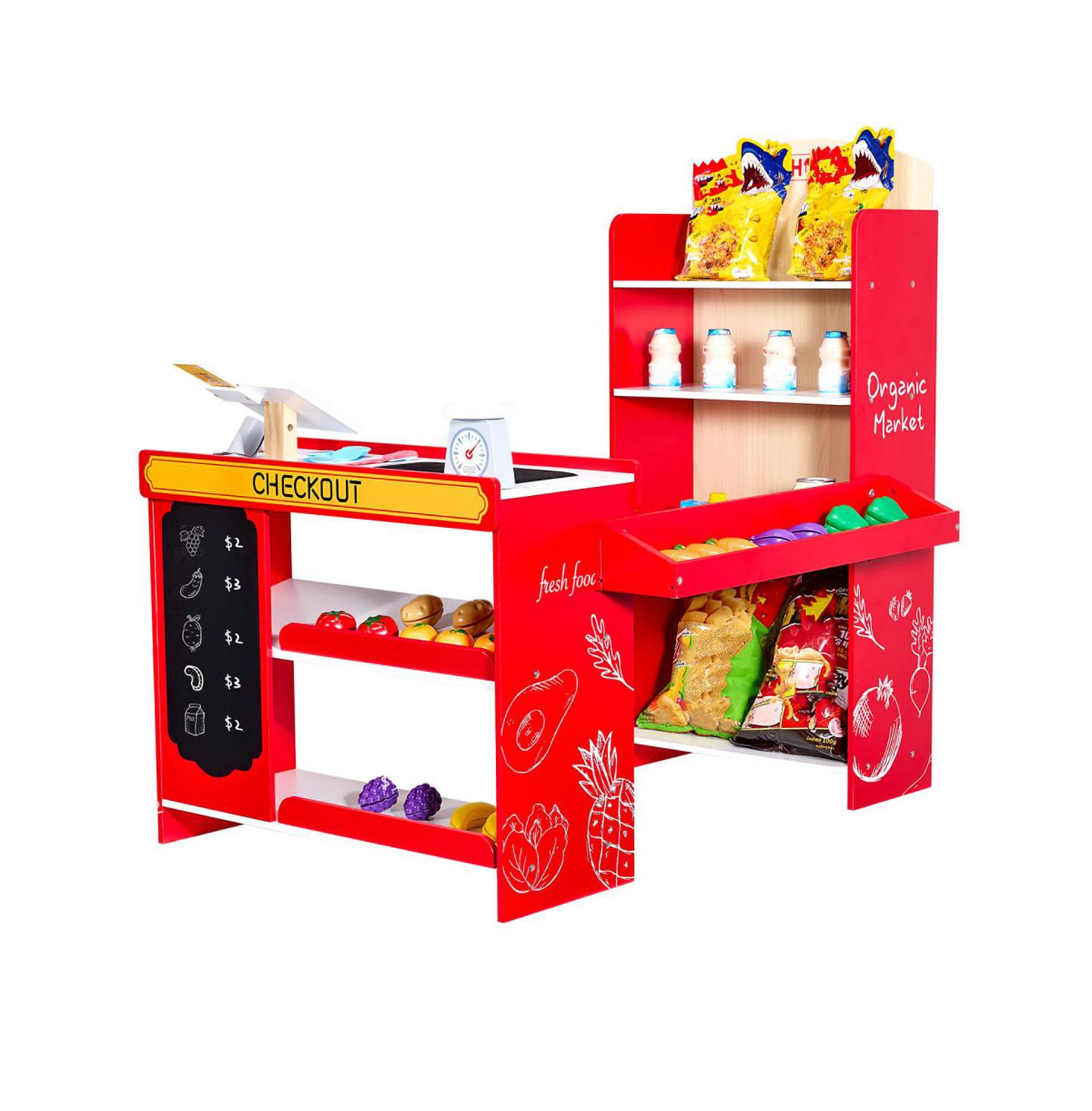 Детский игровой набор YOBTOP Kids Grocery Store Playset with Working Conveyor Belt and Cash Register, 35-Piece, Ages 3+, цвет: Разноцветный — фото 7