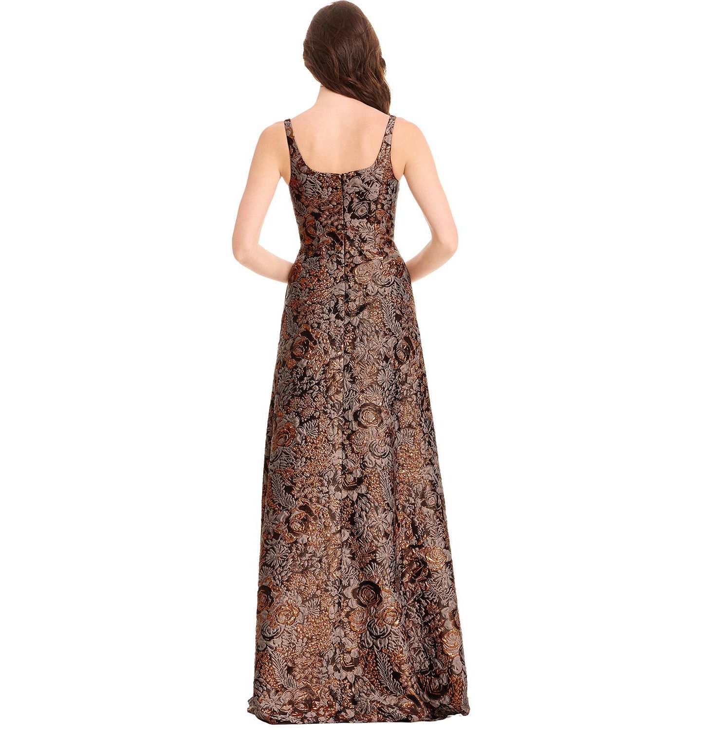 Женское платье Dress the Population Vienna Square-Neck Metallic-Jacquard Ball-Gown, цвет: Бронзовый разноцветный — фото 4