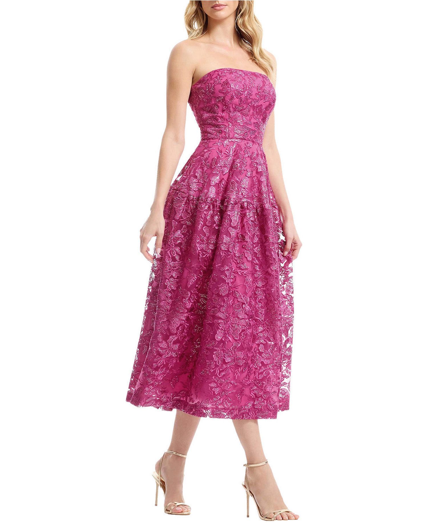 Women's Gemma Strapless Embroidered-Sequin Floral Midi Dress